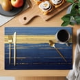 thumbnail image 2 of Abstract Blue Golden Placemats Set of 8 Modernism Oil Painting Art Place Mats Indoor Wipeable Table Mats Washable Cloth Dining Table Placemats for Kitchen Holiday Party Home Decor 13x19 Inch, 2 of 9