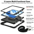 thumbnail image 2 of Case for iPad Air 11 2024/Air 4/Air 5, 360° Rotating Kickstand with Pencil Holder/Hand Strap/Shoulder Strap Hard PC Rugged Silicone Shockproof Bumper Stand Cover, Black, 2 of 8