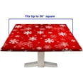 thumbnail image 6 of Merry Fitted Christmas Tablecloth Square, White Snowflake Red Xmas Elastic Edged Polyester Fitted Table Cloth for Winter Family Banquet, Waterproof Wipeable Table Cover, Fits Tables up to 36" Square, 6 of 6