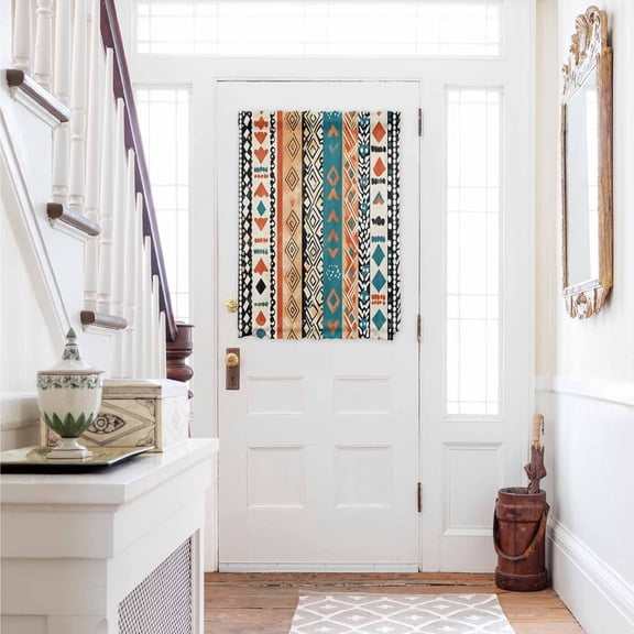 Boho Retro Door Curtains for Door Window, French Sidelight Front Back Door Curtains With Tieback, Bohemian Ethnic Patterns Southwest Stripe Kitchen Rod Pocket Drapes Panel, 54"x40"
