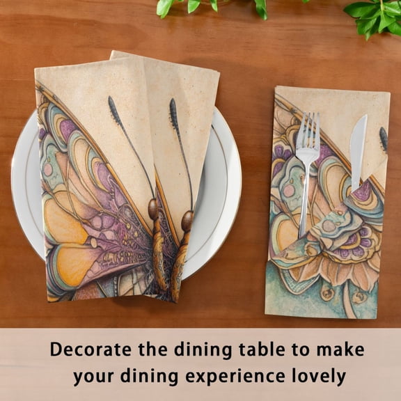 Satin Native Fab Cotton Dinner Napkin Colorful Abstract Butterfly Reusable