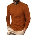 thumbnail image 2 of UAMVSH Men's Cable Knitted Sweaters Lightweight Crew Neck Solid Color Pullover Tops Loose Fit Long Sleeve Sweatshirts Fall Winter(X-Large,Brown), 2 of 4