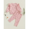 thumbnail image 5 of aturustex Toddler Girl 2-piece Floral Tracksuit Outfits 3M 6M 12M 18M 2T 3T Infant Baby Long Sleeve Sweatshirts Crew Neck Pullovers Tops with Sweatpanual Sweat Suits Kids Spring Fall Clothes, 5 of 9