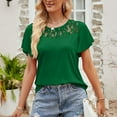 thumbnail image 6 of Besolor Womens Summer Tunic Tops Ruffle Short Sleeve Floral Lace Patchwork Crewneck Shirts Loose Casual T Shirts Blouses, 6 of 7