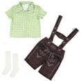 thumbnail image 1 of Hiiyo Grands Garçons Oktoberfest Chemise à Manches Courtes Pantalon à Bretelles Chaussettes Tenues, Vert, 1 of 4