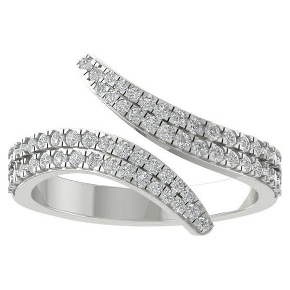 ARAIYA 14K White Gold Round Diamond Fashion Band Ring (1/2 cttw, I-J Color, I2-I3 Clarity), Size 10