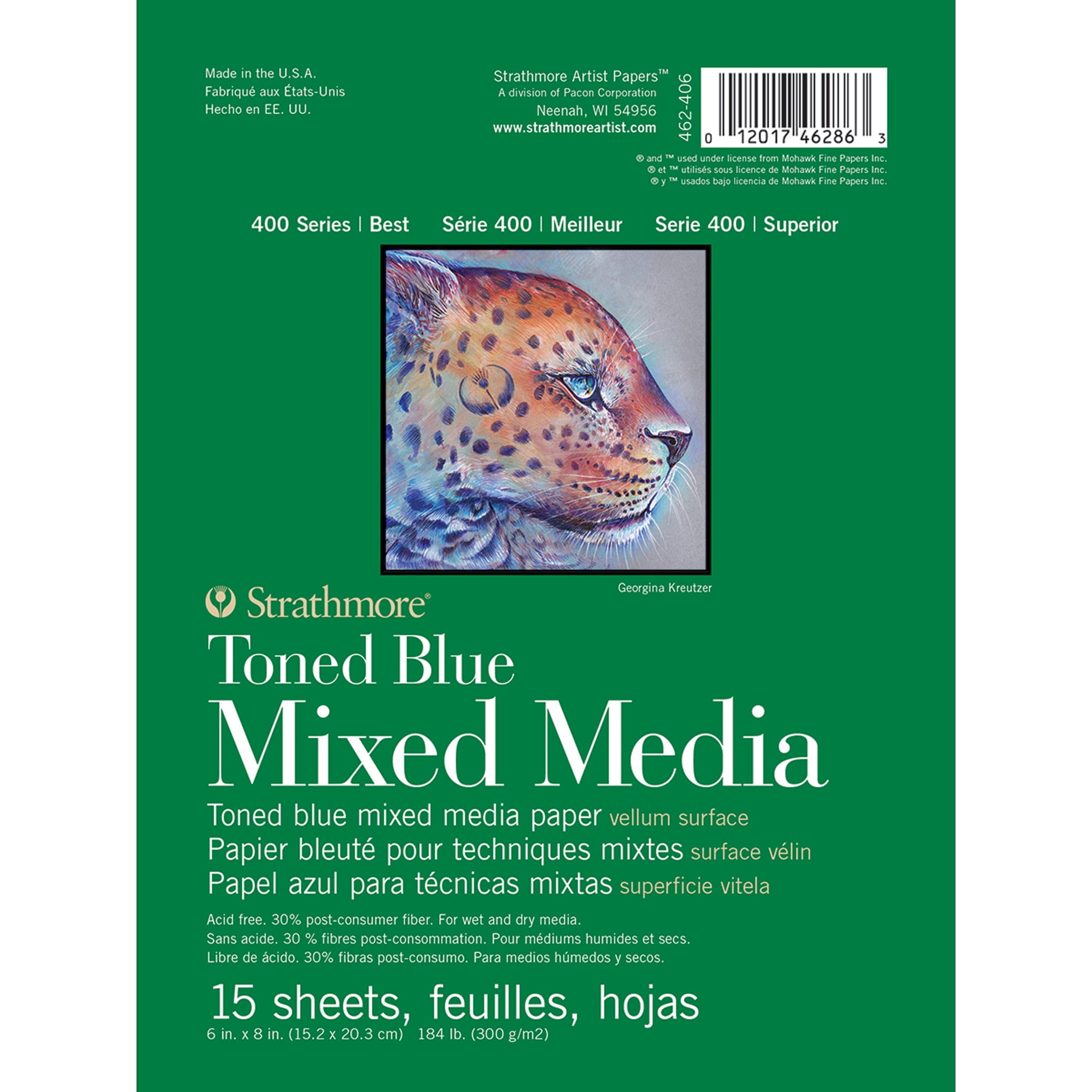 Strathmore 400 Series Mixed Media Pad, Toned Blue, Glue Binding, 15 Sheet, 6x8 inch, Pack of 3