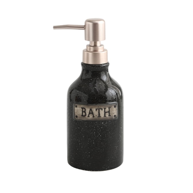 Qeeadeea Ceramic Lotion Dispenser, Hand Soap Dispenser, Refillable Shampoo Dispenser, Bathroom Vanity Countertop-black-400ml/14oz