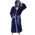 thumbnail image 2 of Men Fleece Hooded Bathrobe Dressing Gown Towel Robe Nightwear(blue), 2 of 3