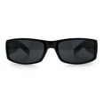 thumbnail image 4 of Mens Narrow Rectangle Cholo Gangster All Black Plastic Sunglasses Shiny Black - Black, 4 of 7