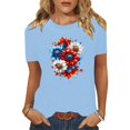 thumbnail image 2 of Summer Independence Day Tops for Womens American Flag Printed Tee Shirts Round Neck Tees Short Sleeve T Shirts Slim Fit Pullover Sweater Blouses Trendy Going Out Clothes, 2 of 7
