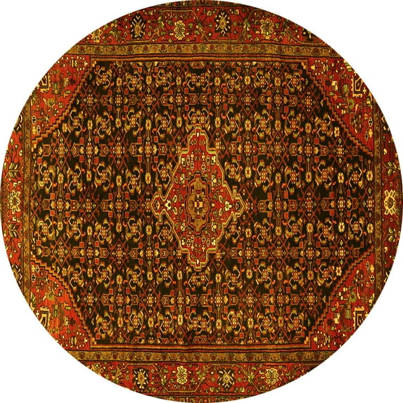 Ahgly Company Indoor Round Persian Yellow Traditional Area Rugs, 6' Round