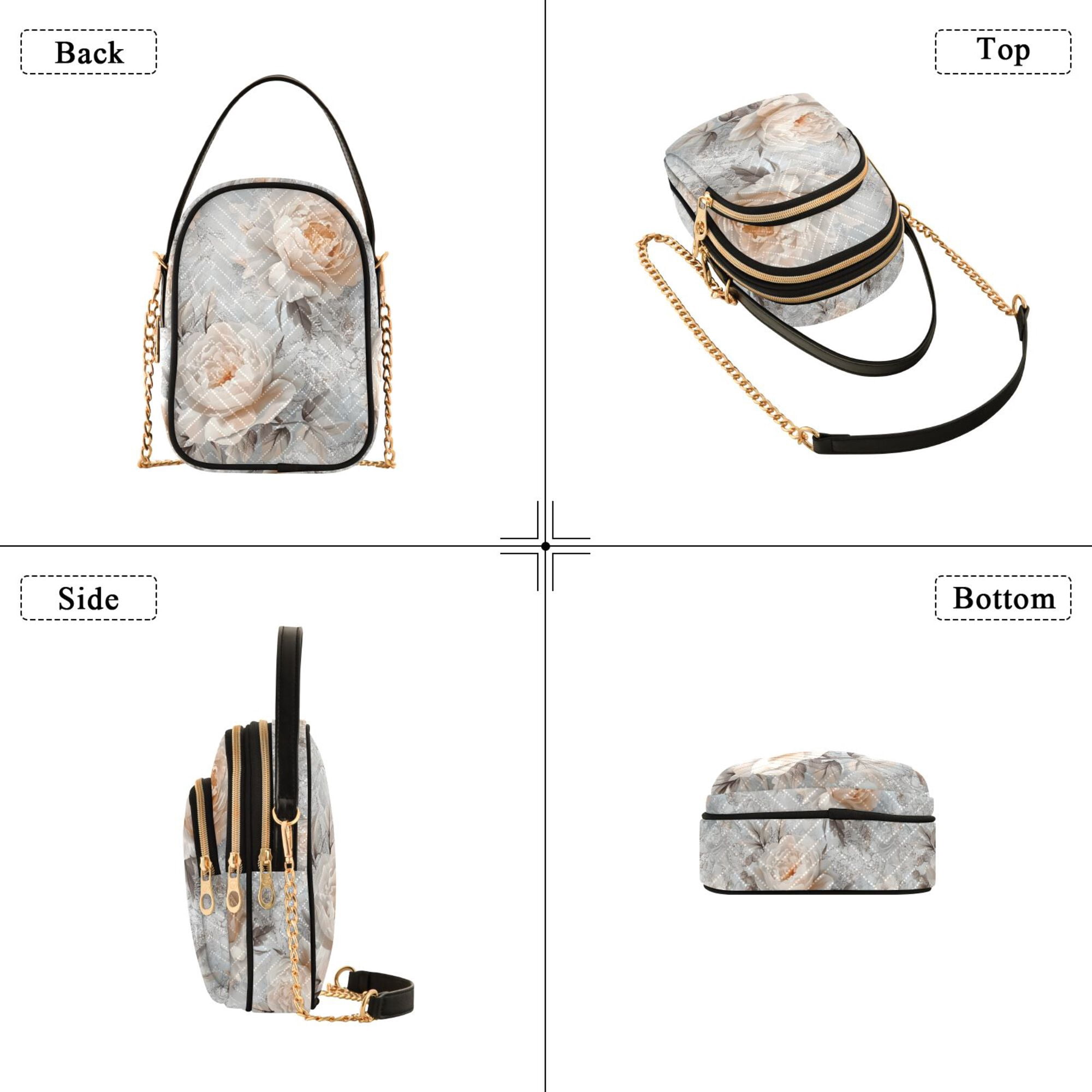 FORMRS Crossbody Bag for Women Quilted Travel Shoulder Cell Phone Purse with Chain Strap Handbag, Beautiful Floral