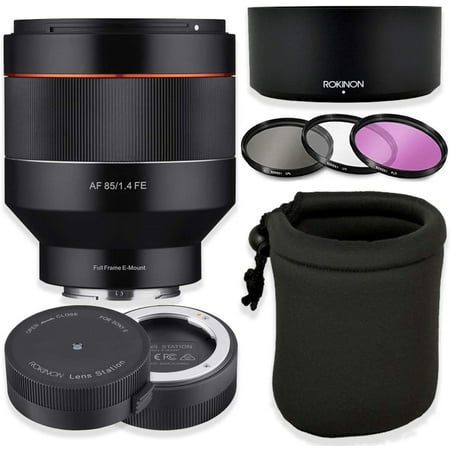 Image of Rokinon AF 85mm f/1.4 Lens for Sony E Cameras with Sony Lens Station + HD Filters & Lens Case