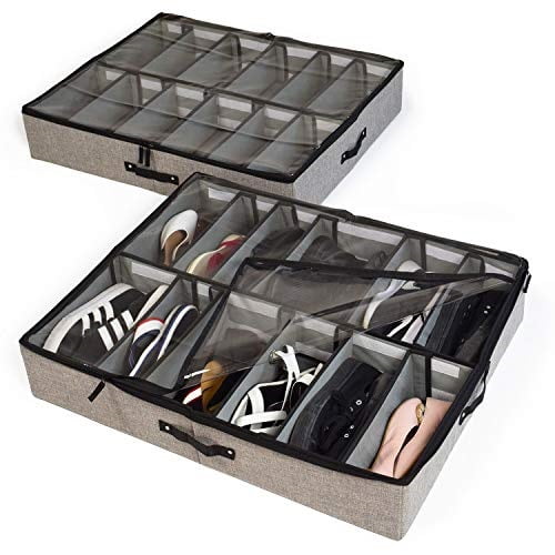 Storagelab Under Bed Shoe Storage Organizer Sy Sides And Bottom Set Of 2 Fits 24 Pairs Total Underbed Solution Com Storagelab Under Bed Shoe Storage, Shoe Storage Organizer Under Bed
