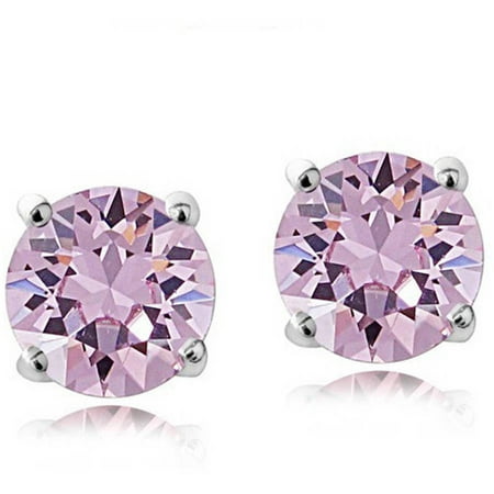 A&M Sterling Silver Kid's Birthstone Earrings, June, Pink Topaz