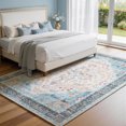 thumbnail image 6 of Toyoso 8x10 Area Rug Living Room Rugs - Vintage boho Decor Floral Area Rugs for Bedroom Dining Room Machine Washable Farmhouse Floral Carpet- Blue, 6 of 9