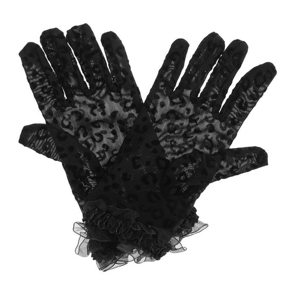 CTIRCHIU 2Pcs Leopard Gloves Black Sheer Flexible for Women at Elegant Parties and Outdoor Events
