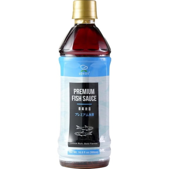 Soeos Thai Fish Sauce 500ml, Savory Flavor, Naturally Fermented for Rich Umami Flavor