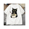 thumbnail image 1 of Men's Pure Cotton Ramen Cat Foodie Lover Black Retro Casual Short Sleeve Noodle Design Cat Lovers T-shirt, 1 of 7