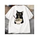 thumbnail image 1 of Men's Pure Cotton Ramen Cat Foodie Lover Black Retro Casual Short Sleeve Noodle Design Cat Lovers T-shirt, 1 of 7
