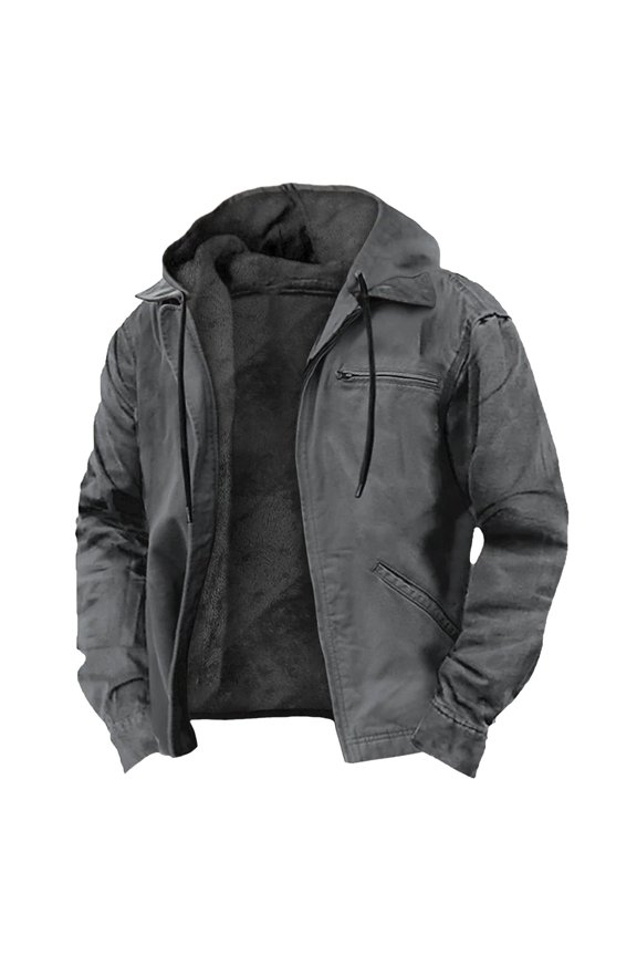 Men's Jackets Casual Stylish Cargo Jacket Fleece Lined Sherpa Winter Warm Coats Jacket Gray 5XL