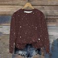thumbnail image 4 of Otntypg Fall Crewneck Sweatshirts for Women Lightweight Thin Long Sleeve Shinny Sequin Printed Pullover Tops Loose Oversized Dressy Party Glitter Shirts Fashion Outfits Clothes 2025 Brown#02 XXXL, 4 of 9