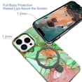 thumbnail image 4 of Allytechgroup Ultra Slim Case for iPhone 15 Pro wth Fashion Marble Pattern, Foldable Ring Kickstand Magnetic Cover Support Wireless Charging Full Body Protection Shockproof Case - Green, 4 of 6