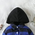 thumbnail image 5 of MHZLDYZ 0-3 Months Baby Boy Clothes Infant Boys Girls Long Sleeve Plaid Prints Hooded Romper Newborn Sweatshirt Bodysuits Newborn Boy Outfits Newborn Baby Girl Clothes (Blue,90), 5 of 6