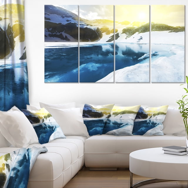 Large Blue High Mountains Lake - Landscape Canvas Art Print