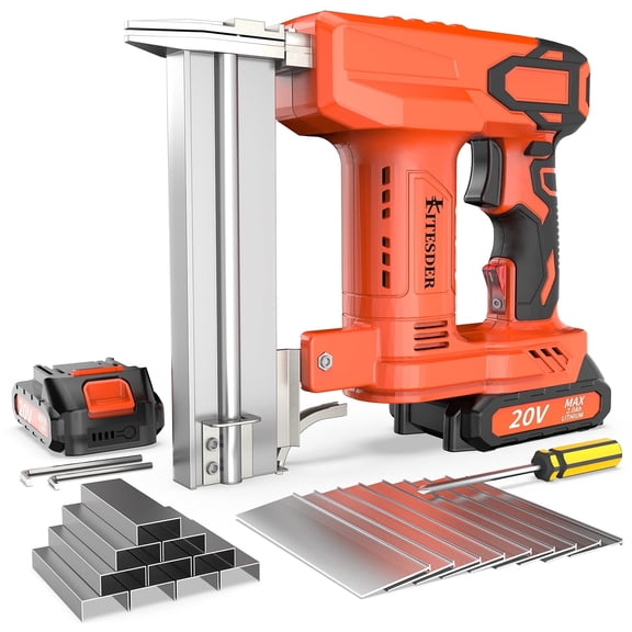 20V Max Cordless 2 in 1 18-Gauge Battery-Powered Brad Nailer Tool Kit, with 2000 Nails and 2 x 2.0Ah Lithium-Ion Battery