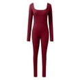thumbnail image 3 of TAIAOJING Women's Long Sleeve Bodysuit Women Workout Seamless Jumpsuit Yoga Ribbed 1 Piece Long Sleeve Leggings Romper Yoga Rompers, 3 of 5