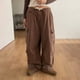 thumbnail image 3 of Pantalones Pantalones holgados con cordón, bordado del alfabeto, para mujer, con bolsillos, uso diario cómodo Ygjytge Marrón T S para Mujer, 3 of 6