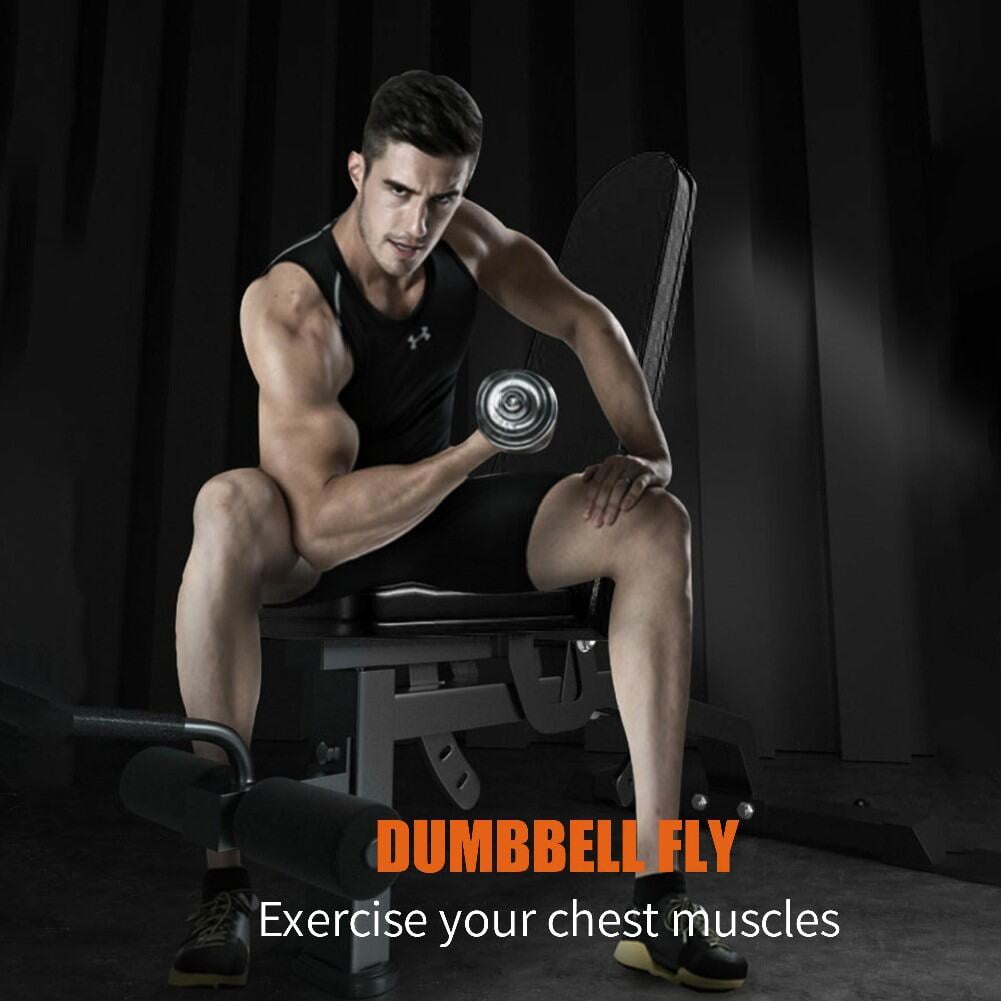 Adjustable Bench, Adjustable Strength Training Bench Press Home Full Body Workout Foldable Weight Benches Gym Multi-functional Fitness Dumbbell Chair, Black Weight Bench,Steel Flat Bench