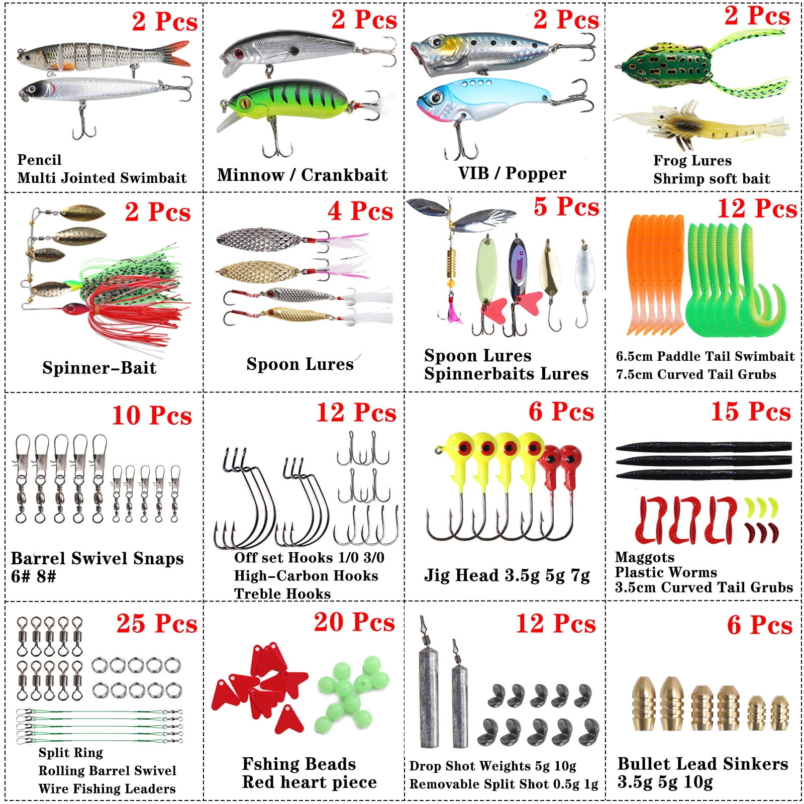 Sinrier Fishing Lures Kit for Freshwater Bait Tackle Kit for Bass