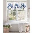 thumbnail image 4 of Valance Curtains for Windows Abstract Flowers Kitchen Curtians Window Treatment Blue Tulips Topper Curtain Rod Pocket Valances for Kitchen Bathroom Living Room 42x18in, 4 of 9
