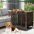 thumbnail image 2 of Jacgood 31.5 inch Dog Crate Furniture, Heavy Duty Dog Kennel End Table with Door & Removable Tray,Chew Proof 0.59" Tube Kennel Furniture with Lock,Rustic Brown, 2 of 8