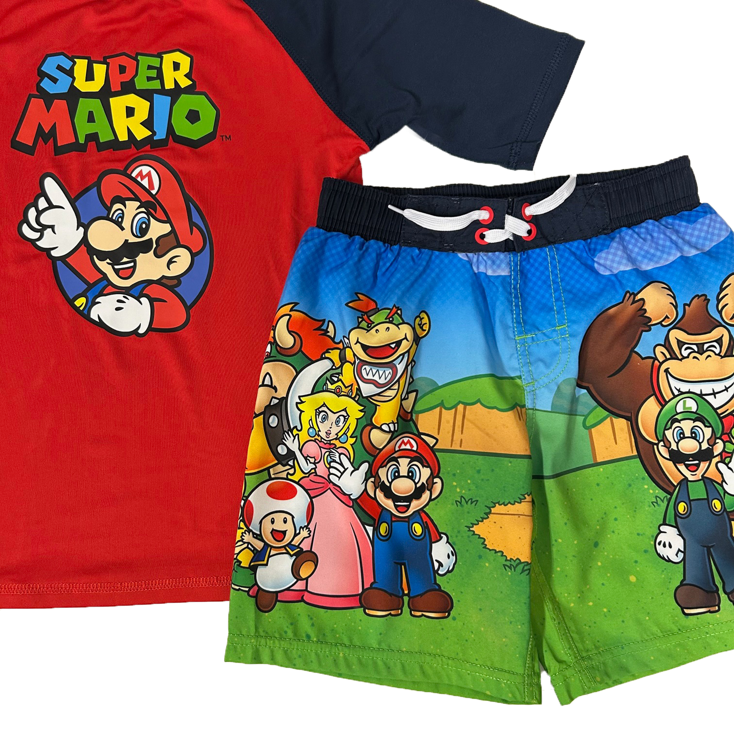 Super Mario Little & Big Boys Swim Trunk & Rashguard 2-piece Set