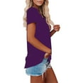 thumbnail image 4 of Womens Fashion Summer Tops 2025 Plus Size Casual V-neck Solid Short-sleeved T-shirt Top, 4 of 6