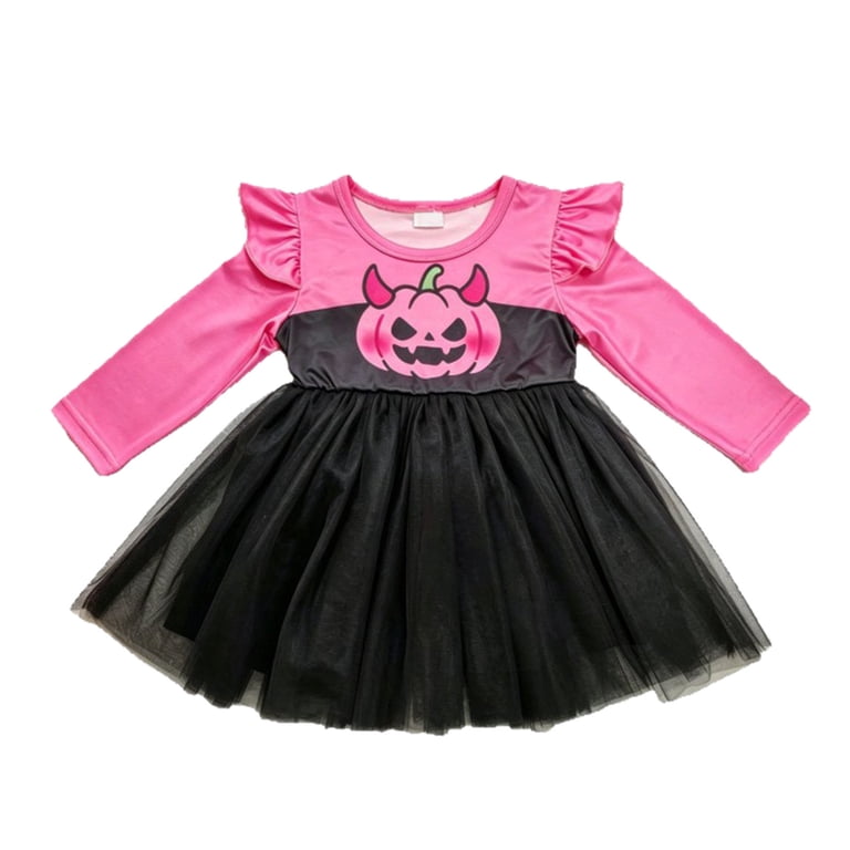 WERYOUNG Child Girls Halloween Dresses Long Sleeve Cartoon Print Dress Party Dance Dress For Kids Trendy Sundress 2-3 Years