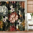 thumbnail image 2 of Vintage Peonies Roses and Birds Shower Curtain, Waterproof Fabric Black Floral Bathroom Shower Curtain with 12 Hooks, 72 x 72 Inch, 2 of 6