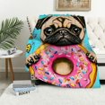 thumbnail image 1 of Manta de perro Pug, suave y cálida, los mejores regalos de cumpleaños para los amantes de los Pug, manta de perro para niños, mujeres y adultos, manta de cachorro, sofá cama, decoración navideña de, 1 of 6