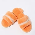 thumbnail image 6 of Xfvqtps Fuzzy Slippers for Women House Bedroom Shoes Pearl Lace Open Toe Slide Comfy Fall Winte Slipper Orange, 6 of 9