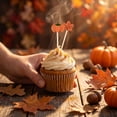 thumbnail image 5 of Dvumao Fall Pumpkin Maple Leaf Cocktail Skewers 100 Pack, Wooden Fruit Skewers with Decorative Toppers, 5 of 7