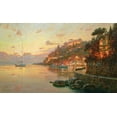 thumbnail image 2 of Obuchovsky, Yury 18x12 Gold Ornate Wood Framed with Double Matting Museum Art Print Titled - Evening Lights in Liguria, 2 of 4