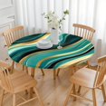 thumbnail image 3 of Blue and Gold Marble Glitter Streaks Pattern Round Fitted Tablecloth with Elastic Edge,Dining Table Cover Waterproof,Outdoor Round Tablecloth for Camping,Dining,Indoor and Outdoor, 3 of 7