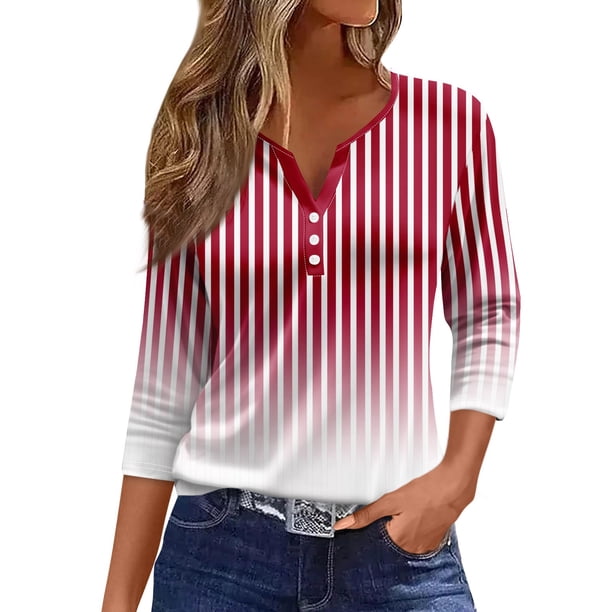 Top de cuello redondo estampado SCZ moda informal mujer rosa fuerte talla M