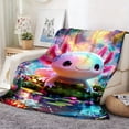 thumbnail image 7 of Fantasy Axolotl Rainbow Forest Glow Flannel Blanket Soft Warm All Season Blanket Sofa Bed Office Camping Travel Gift Blanket Birthday Anniversary Gift Travel Festive Pattern Home Decorators, 7 of 7