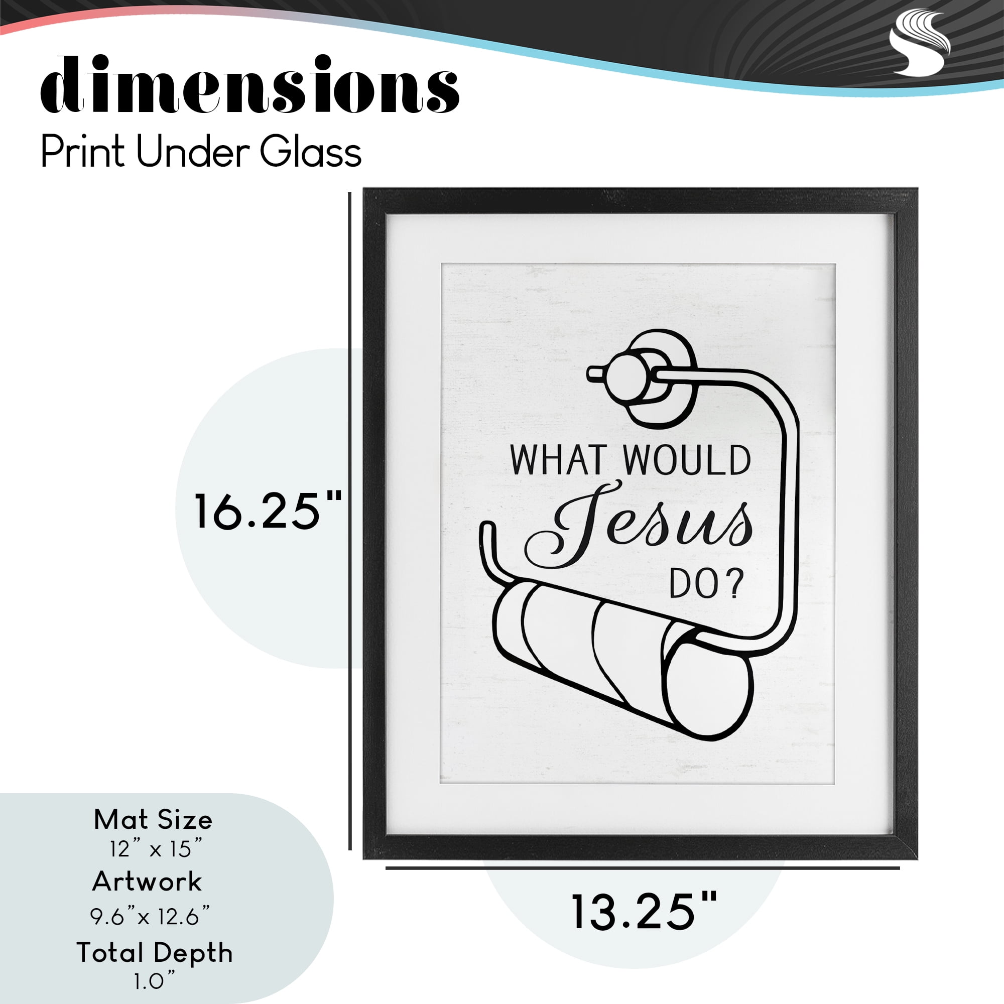 What Would Jesus Do Toilet Paper Black Framed Print Under Glass, design by Lettered and Lined