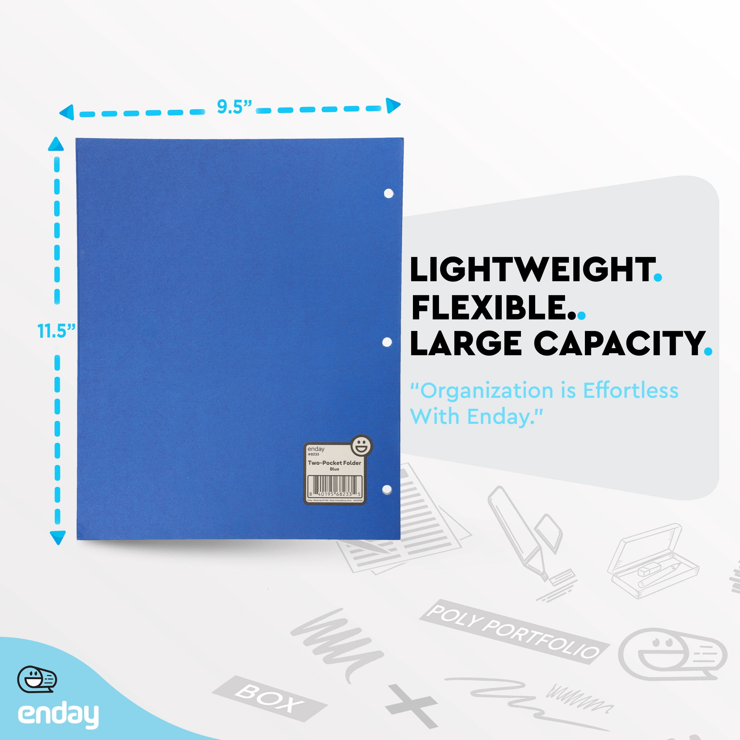Blue Folders with Pockets 2 Pocket Folders Bulk, Two Pocket Folders for Letter Size Sheets, Bulk Paper Folders Also Available in Blue, 100 Pack File Folders With Pockets - By Enday